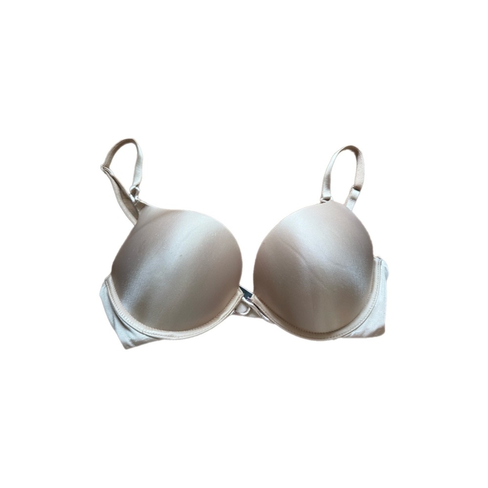 Victoria's Secret Bombshell Plunge Bra Womens 34C Beige Excellent Padded Satin